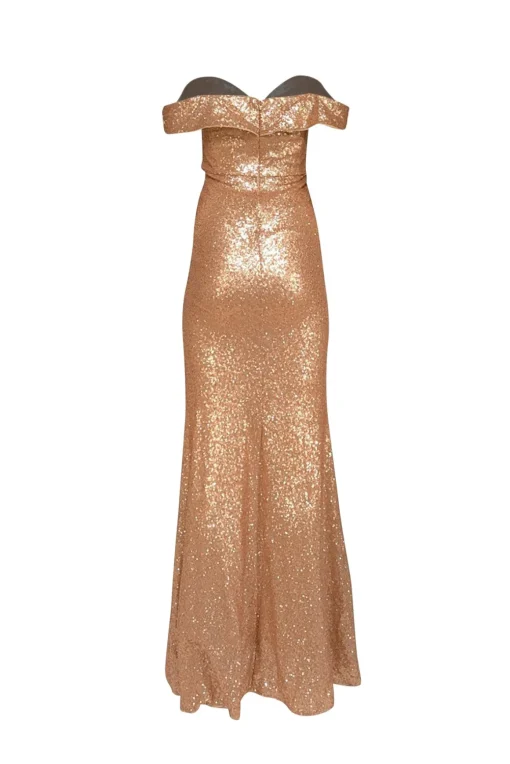 Reverly - Rose Gold Sequin Off The Shoulder Formal Dress Sz 4