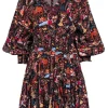 Rhode - Black & Multicolor Floral, People & Animal Print Dress Sz M