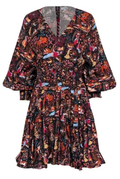Rhode - Black & Multicolor Floral, People & Animal Print Dress Sz M