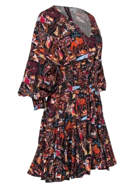 Rhode - Black & Multicolor Floral, People & Animal Print Dress Sz M