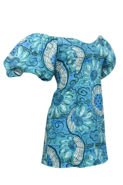 Rhode - Blue & Green Aquatic Bloom Print "Dali" Dress Sz 0