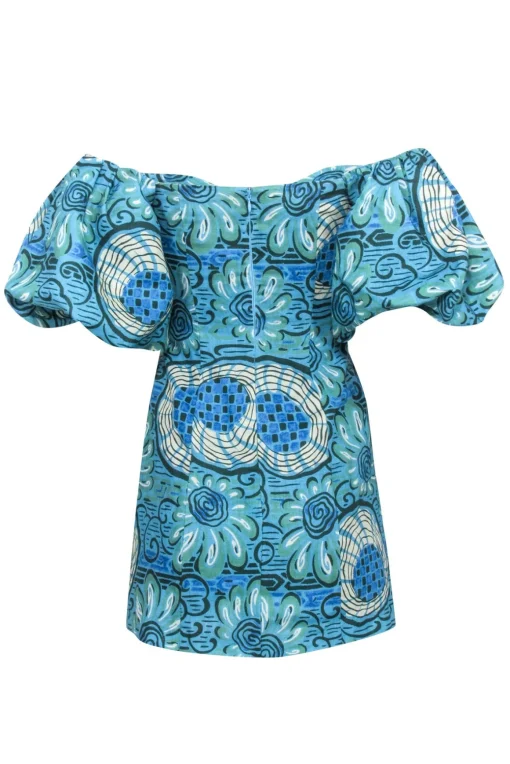 Rhode - Blue & Green Aquatic Bloom Print "Dali" Dress Sz 0