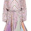 Rhode - White & Pastel Print Cotton Dress w/ Colorblocked Pleating Sz S