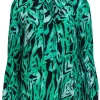 Rixo - Green & Black Silk Animal Print Blouse w/ Necktie Sz S