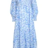 Rixo - Light Blue  White Floral Print Long Sleeve Maxi Dress Sz XXL