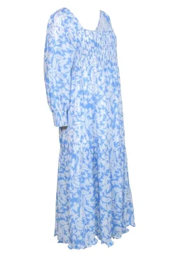 Rixo - Light Blue  White Floral Print Long Sleeve Maxi Dress Sz XXL