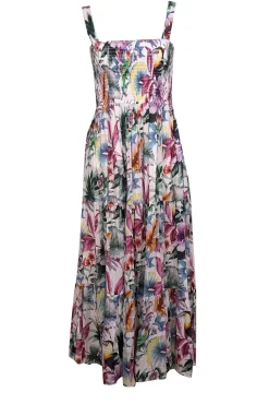 Robert Graham - White & Multi Color Tropical Floral Sleeveless Maxi Dress Sz S