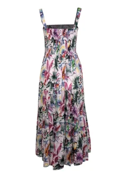 Robert Graham - White & Multi Color Tropical Floral Sleeveless Maxi Dress Sz S