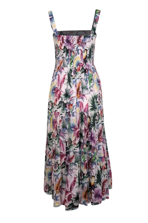 Robert Graham - White & Multi Color Tropical Floral Sleeveless Maxi Dress Sz S