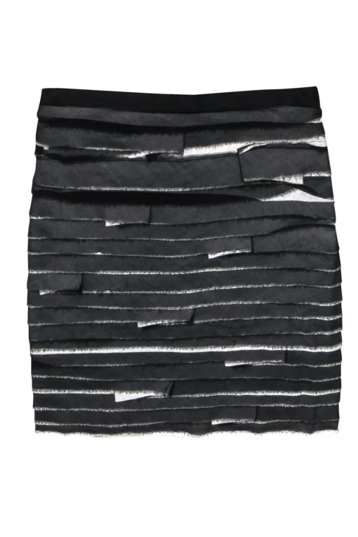 Robert Rodriguez - Black & White Layered Strip Miniskirt Sz 6