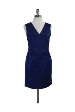 Robert Rodriguez - Blue Sleeveless Satin V-Neck Dress Sz 2