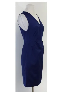 Robert Rodriguez - Blue Sleeveless Satin V-Neck Dress Sz 2