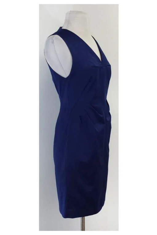 Robert Rodriguez - Blue Sleeveless Satin V-Neck Dress Sz 2