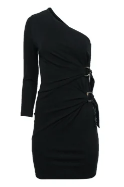 Roberto Cavalli - Black One Shoulder Buckle Detail Dress Sz 6