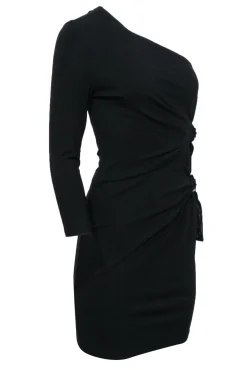 Roberto Cavalli - Black One Shoulder Buckle Detail Dress Sz 6