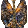 Roberto Cavalli - Multicolor Snake Print Halter Top w/ Beading Sz L
