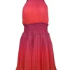 Rococo Sand - Pink & Orange Ombre Pleated Mini Dress Sz M