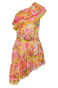 Rococo Sand - Yellow Floral One Shoulder Dress Sz XS
