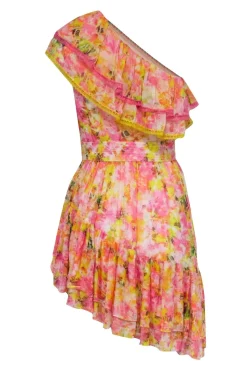 Rococo Sand - Yellow Floral One Shoulder Dress Sz XS