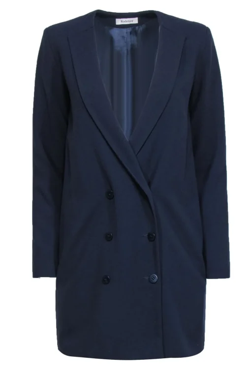 Rodebjer - Navy Blazer Dress w/ Double Breasted Buttons & Deep V-Neckline Sz XS
