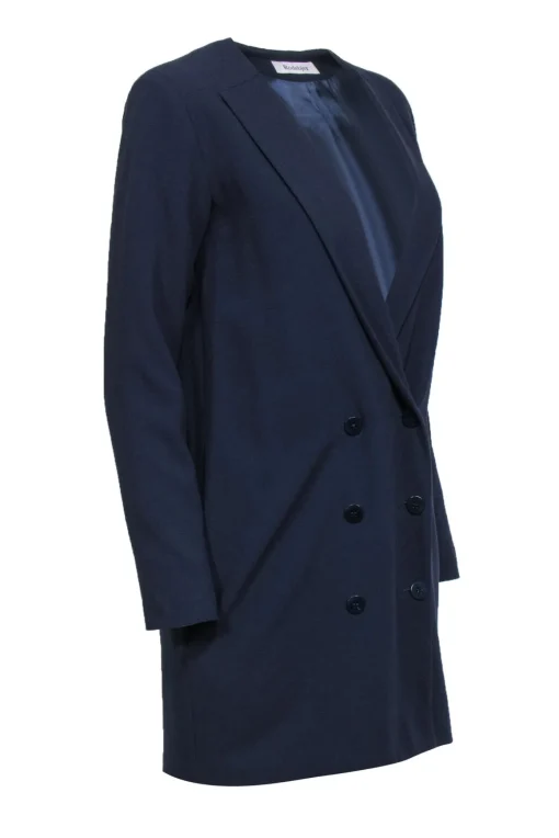 Rodebjer - Navy Blazer Dress w/ Double Breasted Buttons & Deep V-Neckline Sz XS