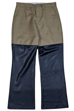 Ron David - Olive Green Dress Pants w/ Faux Leather Bottom Sz L