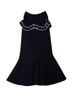 Ronny Kobo - Black Ruffled Waist Knit Skirt w/ Pleated Hem Sz XS