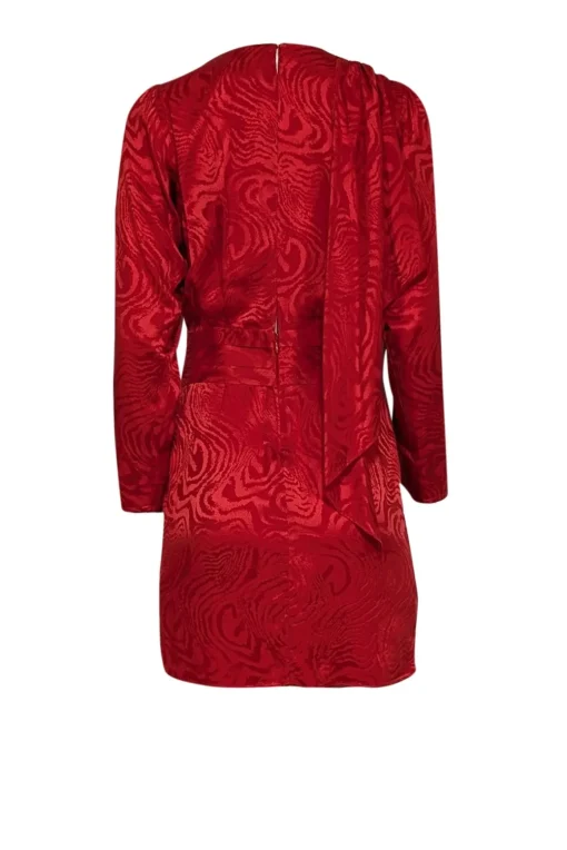 Ronny Kobo - Red Swirl Print Silk Blend Draped Dress Sz S