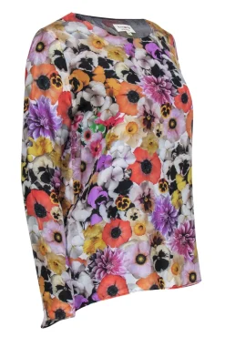 Roseanna - Bright Floral Print Long Sleeve Silk Blouse Sz L