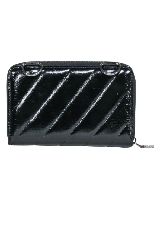 Royln - Black Patent Leather Crossbody Wallet w/ Removable Strap