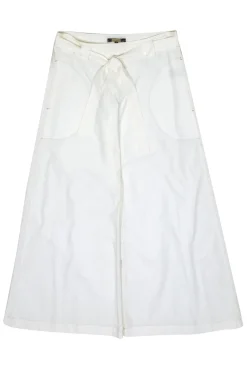 Rozae Nichols - White Wide Leg Cotton Pants w/ Beige Stitching Sz S