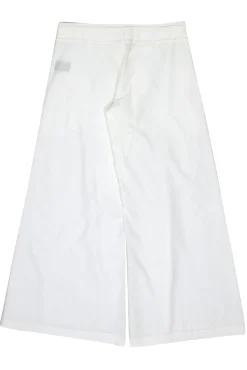 Rozae Nichols - White Wide Leg Cotton Pants w/ Beige Stitching Sz S