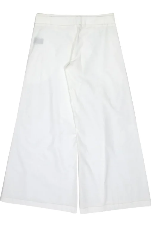 Rozae Nichols - White Wide Leg Cotton Pants w/ Beige Stitching Sz S