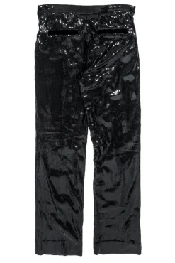 RtA - Black Sequined Straight-Leg Pants w/ Belt Sz S