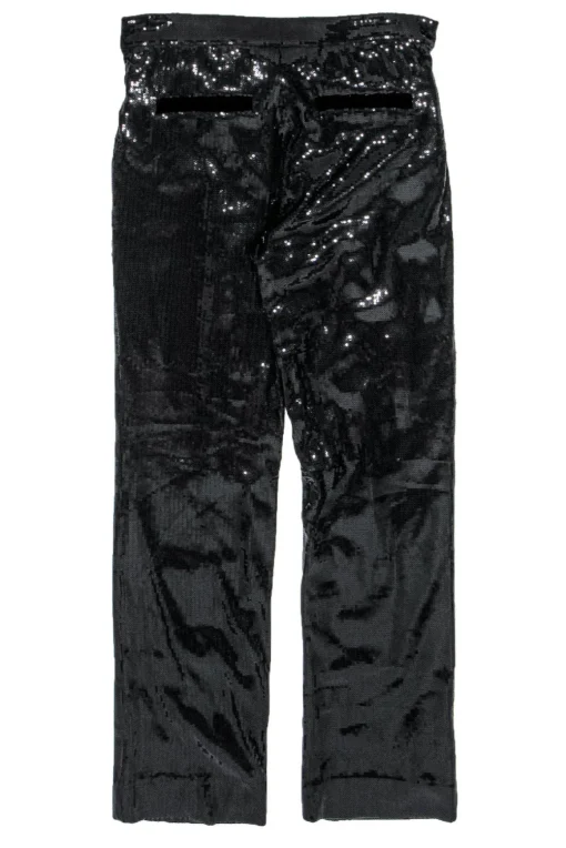 RtA - Black Sequined Straight-Leg Pants w/ Belt Sz S