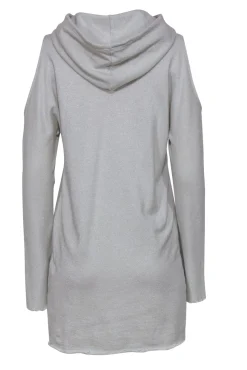 RtA - Cream Glitter Cold Shoulder Hooded Dress w/ Frayed Edges Sz XS