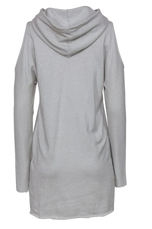 RtA - Cream Glitter Cold Shoulder Hooded Dress w/ Frayed Edges Sz XS