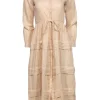 Rue Stiic - Beige Tiered Shirt Dress w/ Drawstring Waist Sz XS