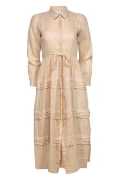 Rue Stiic - Beige Tiered Shirt Dress w/ Drawstring Waist Sz XS