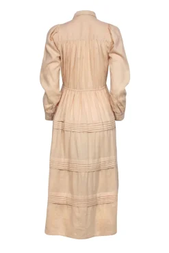 Rue Stiic - Beige Tiered Shirt Dress w/ Drawstring Waist Sz XS