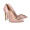 Rupert Sanderson - Blush Pink Leather Pointed Toe "Malory" Pumps w/ Gold Buckle Sz 8