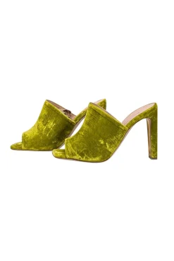 Rupert Sanderson - Chartreuse Velvet Open Toe Mules Sz 7