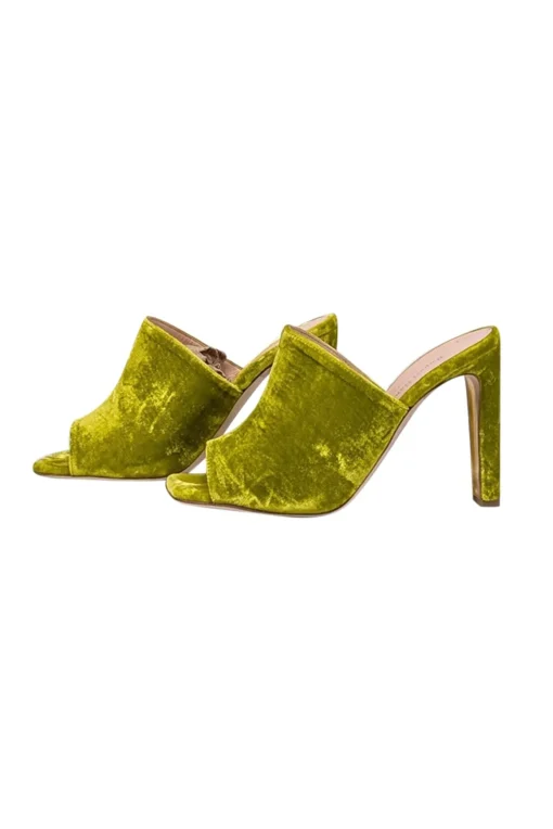Rupert Sanderson - Chartreuse Velvet Open Toe Mules Sz 7