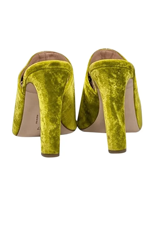 Rupert Sanderson - Chartreuse Velvet Open Toe Mules Sz 7