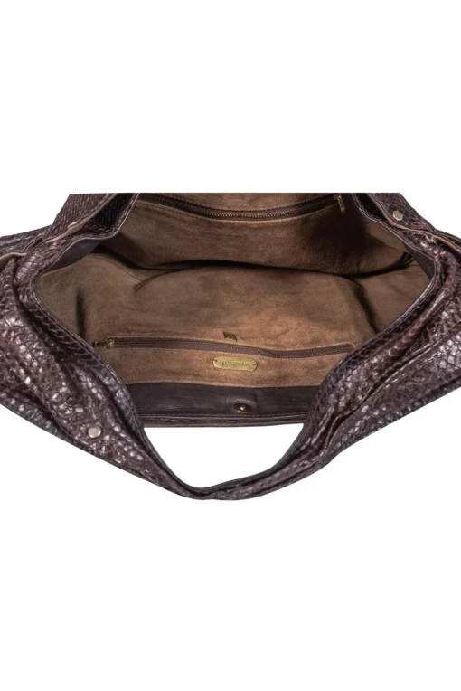 R&Y Augousti - Dark Brown Large Snakeskin Hobo Tote