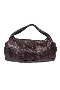 R&Y Augousti - Dark Brown Large Snakeskin Hobo Tote