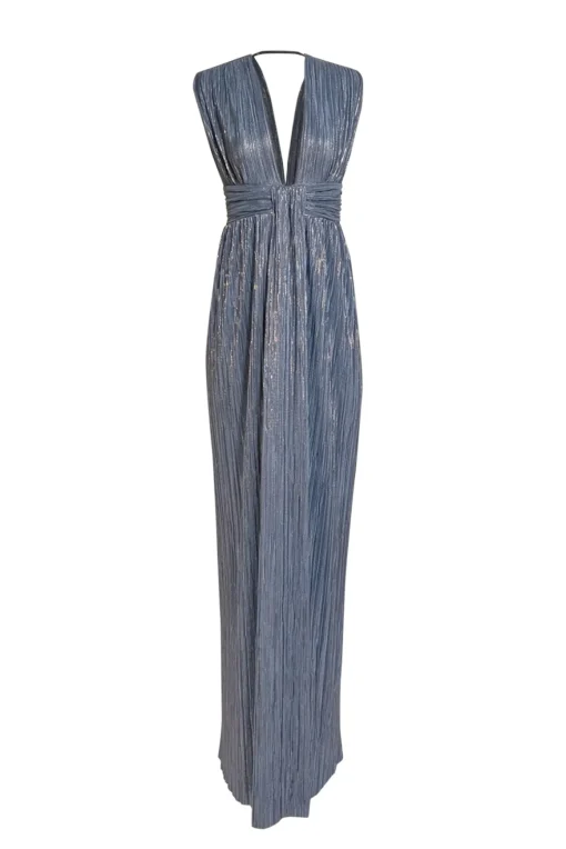 Sabina Musayev - Blue Metallic Sleeveless Maxi Dress Sz S
