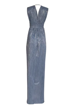 Sabina Musayev - Blue Metallic Sleeveless Maxi Dress Sz S