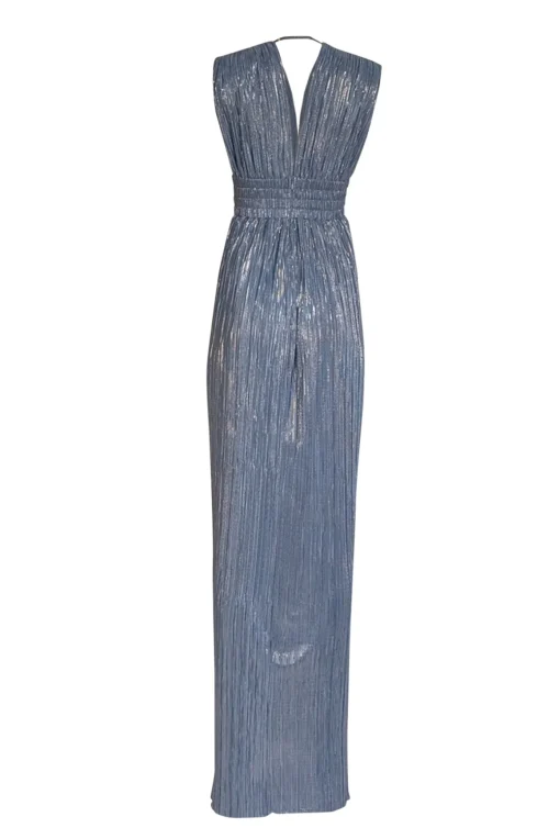Sabina Musayev - Blue Metallic Sleeveless Maxi Dress Sz S