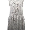 Sabina Musayev - White w/ Blue Dot Print Ruffled Chiffon Dress Sz XS